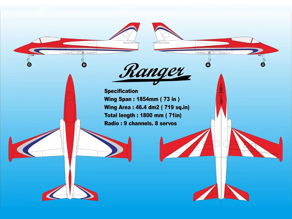 Boomerang Composite Ranger Sport Jet - Red/White | Boomerang RC Jets